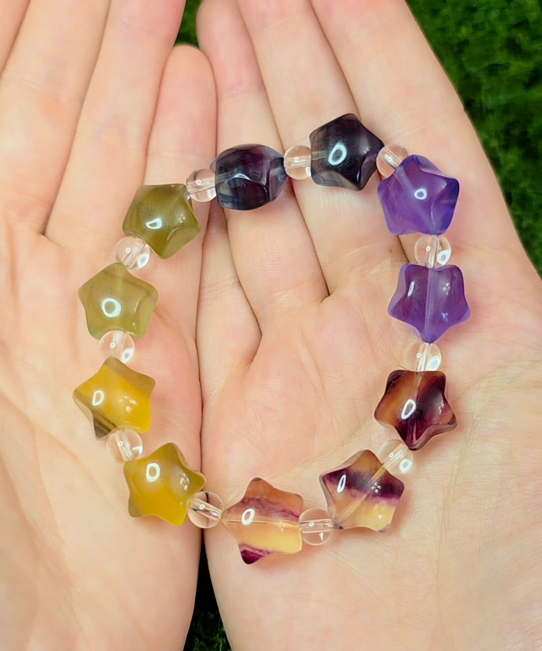 Candy Fluorite Stars Stretch Bracelet C