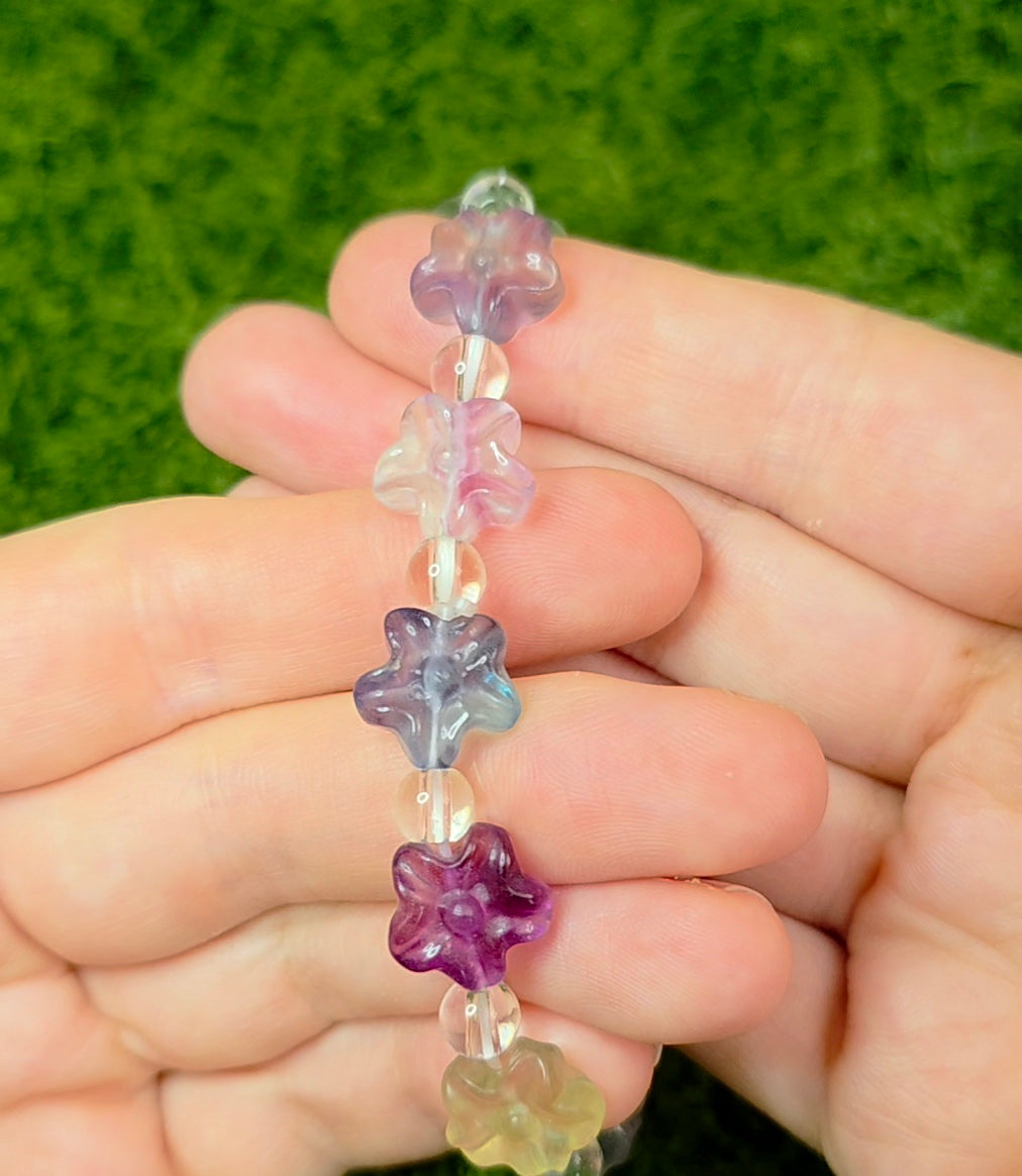 Fluorite Flower Stretch Bracelet A