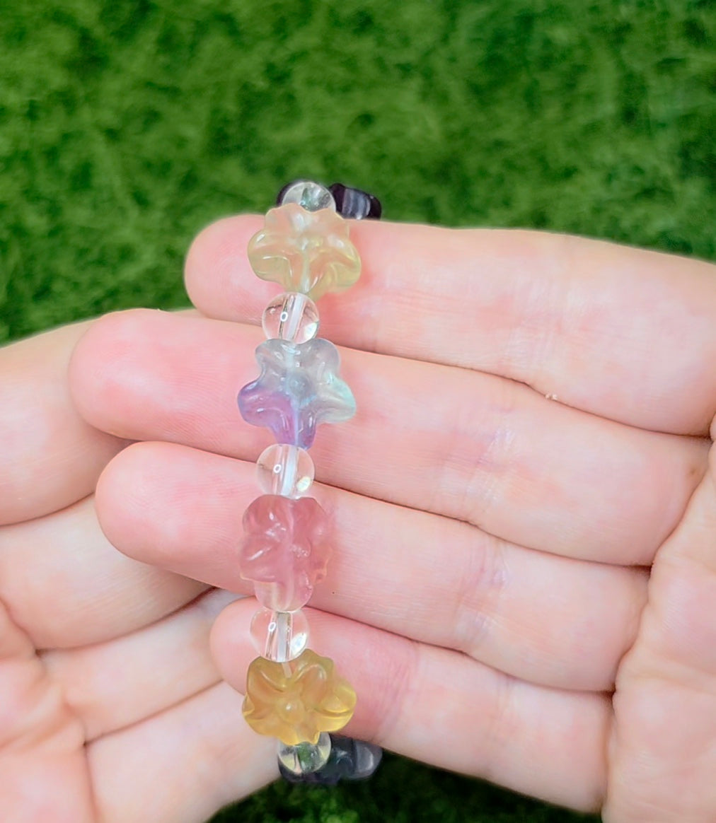 Fluorite Flower Stretch Bracelet A