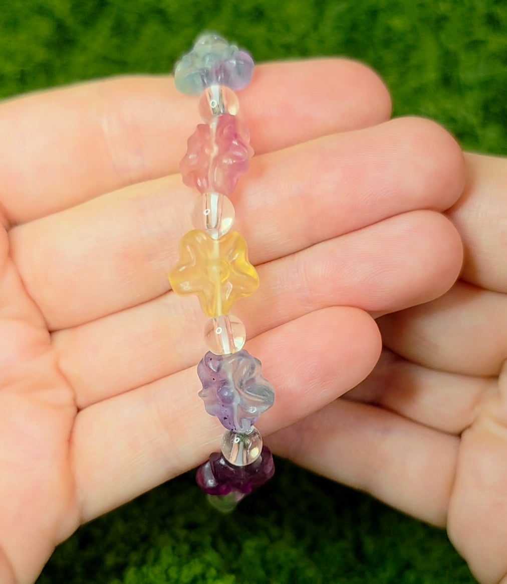 Fluorite Flower Stretch Bracelet A