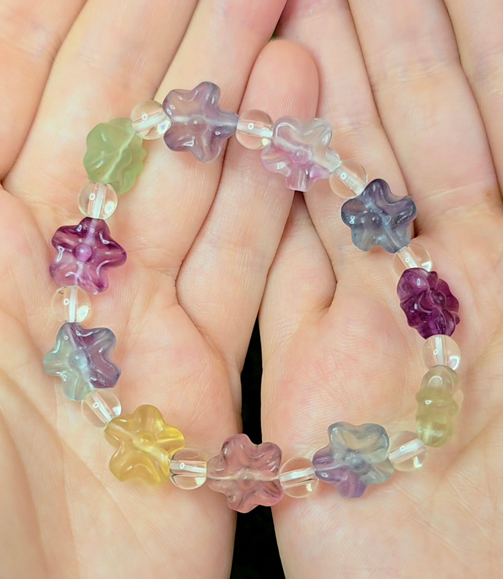 Fluorite Flower Stretch Bracelet A