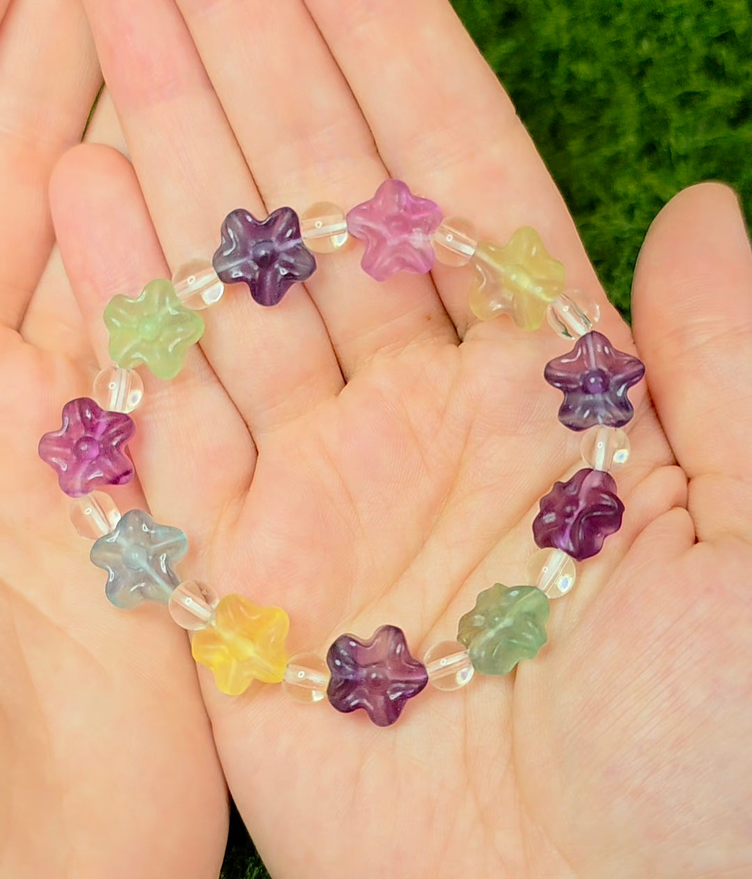 Fluorite Flower Stretch Bracelet B