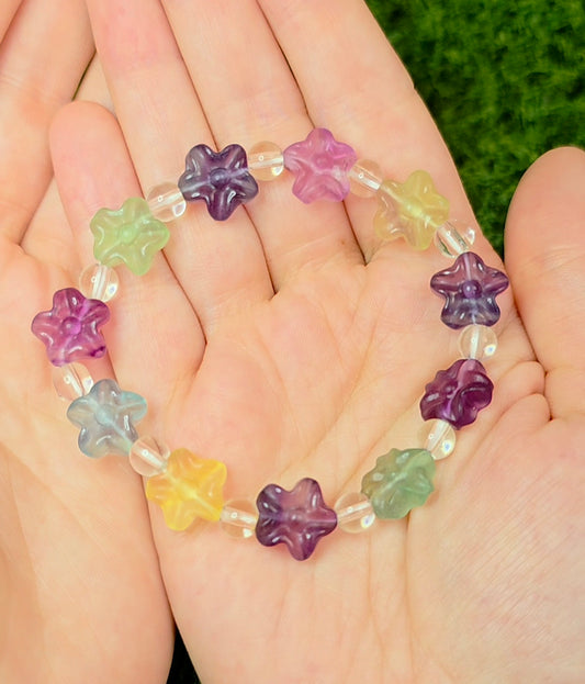 Fluorite Flower Stretch Bracelet B