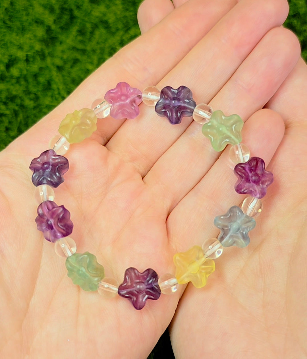 Fluorite Flower Stretch Bracelet B