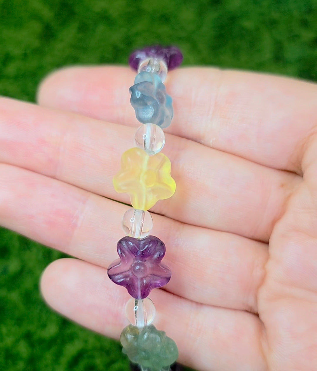 Fluorite Flower Stretch Bracelet B