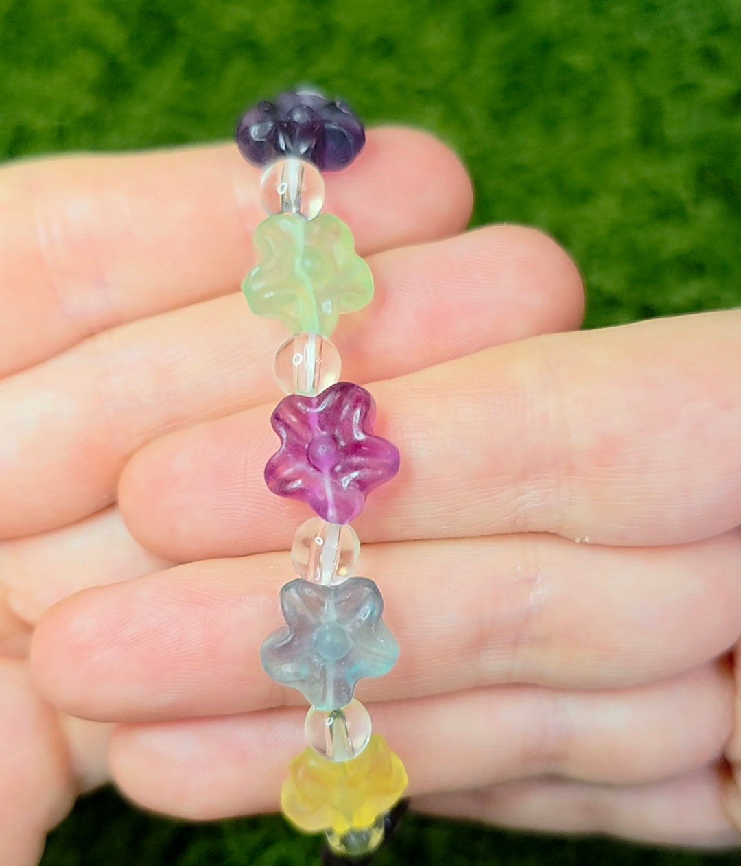 Fluorite Flower Stretch Bracelet B
