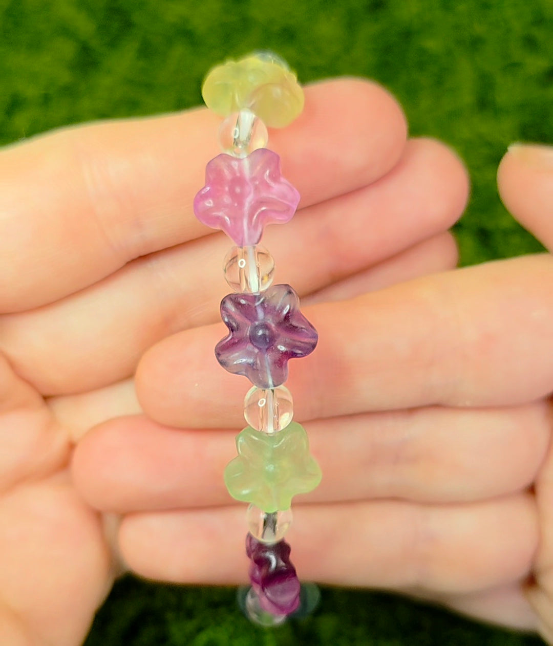 Fluorite Flower Stretch Bracelet B