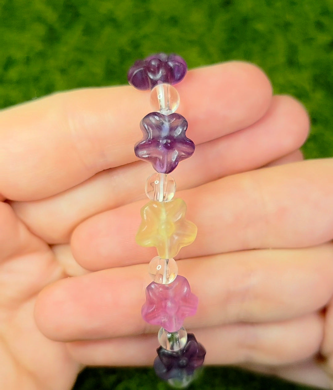 Fluorite Flower Stretch Bracelet B