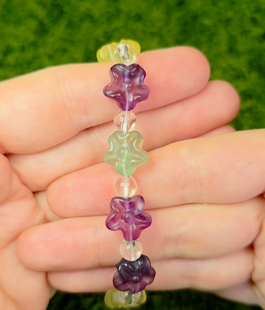 Fluorite Flower Stretch Bracelet B