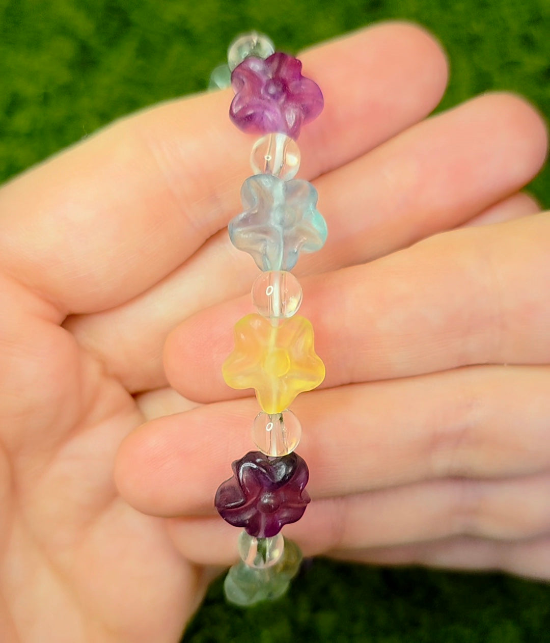 Fluorite Flower Stretch Bracelet B