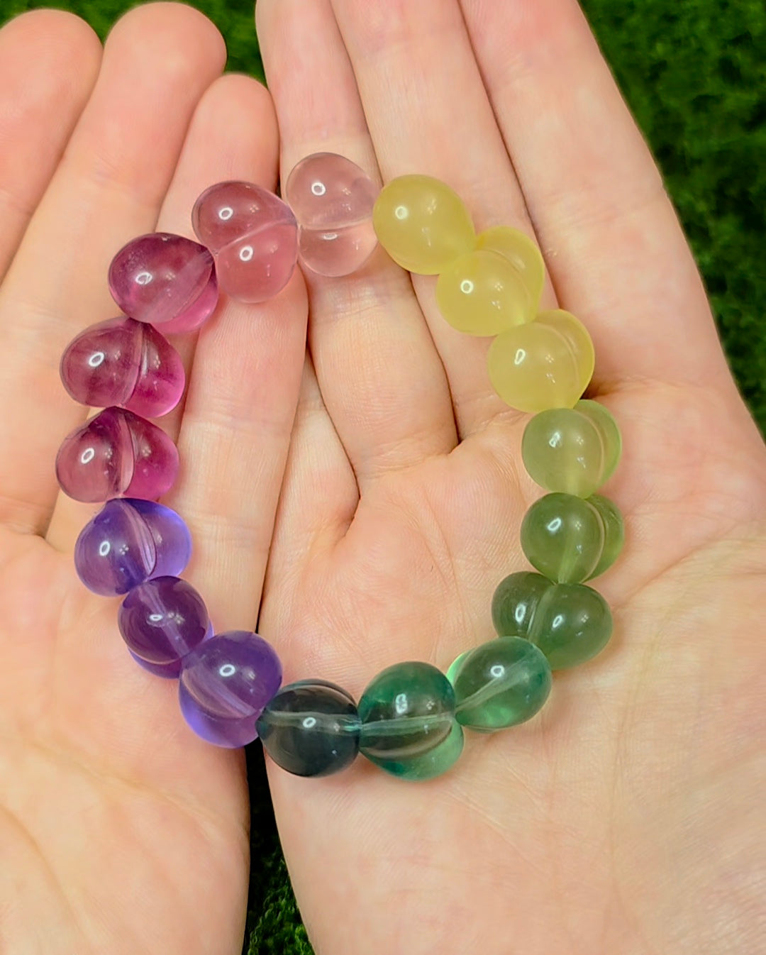 Candy Fluorite Hearts Stretch Bracelet A