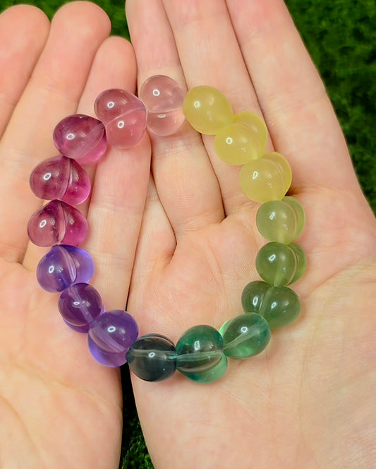 Candy Fluorite Hearts Stretch Bracelet A