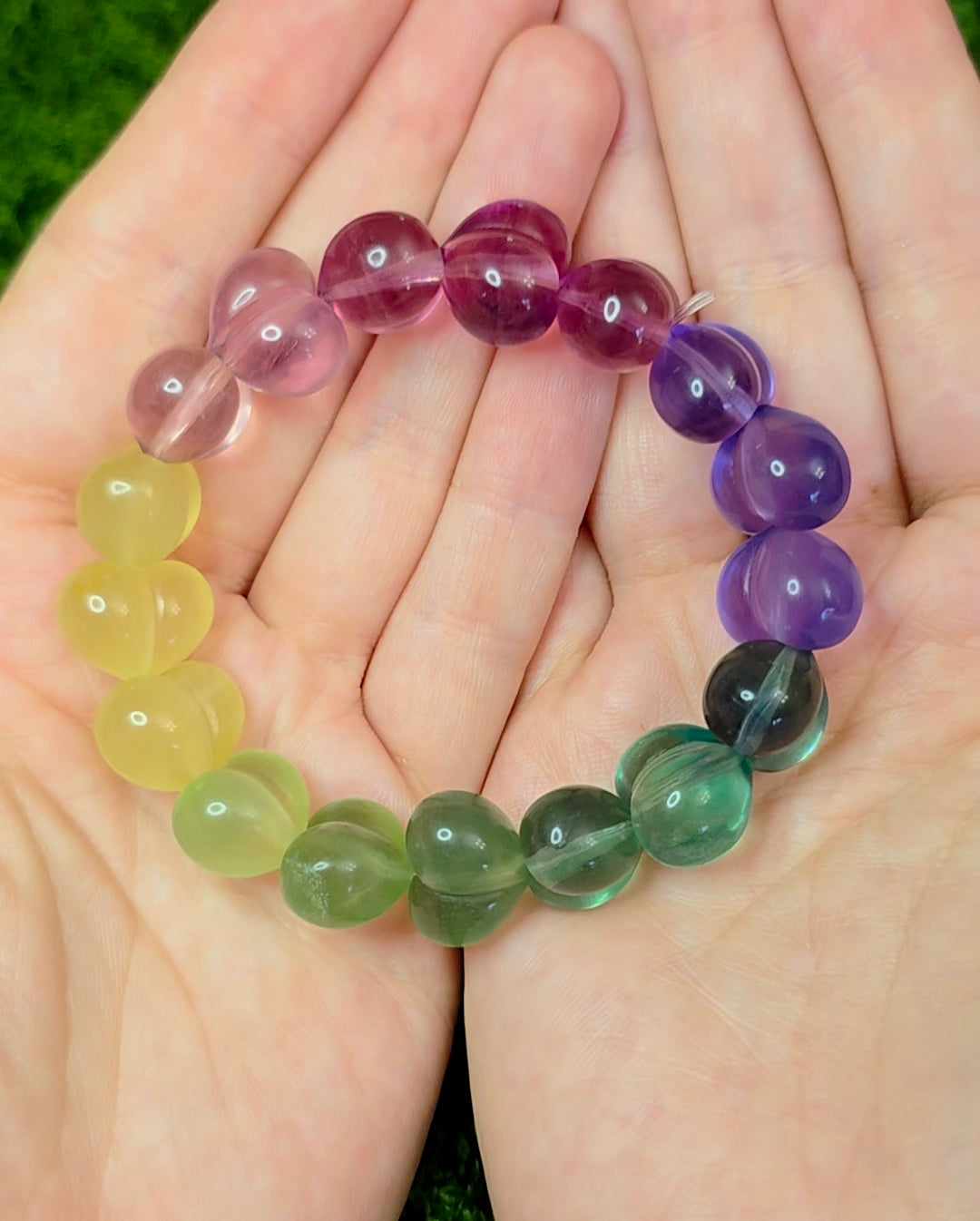 Candy Fluorite Hearts Stretch Bracelet A