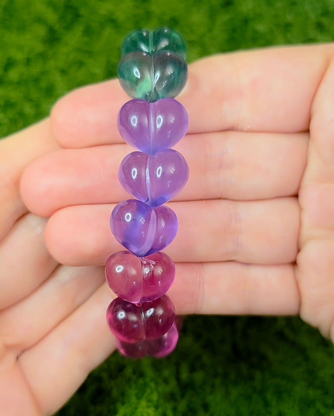 Candy Fluorite Hearts Stretch Bracelet A