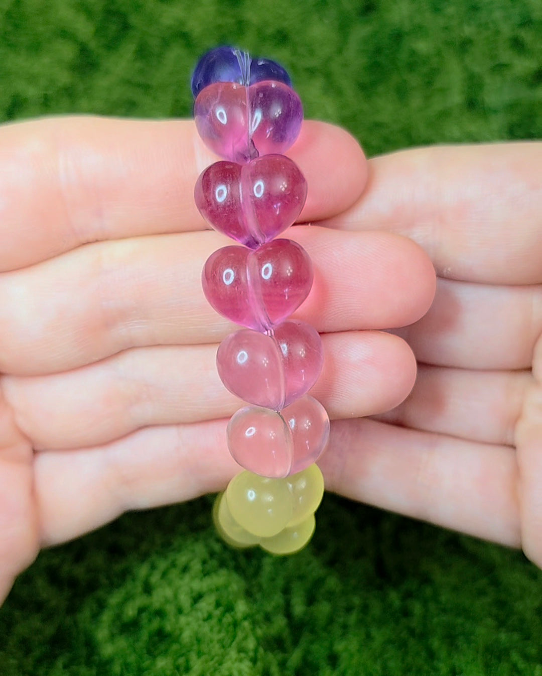 Candy Fluorite Hearts Stretch Bracelet A