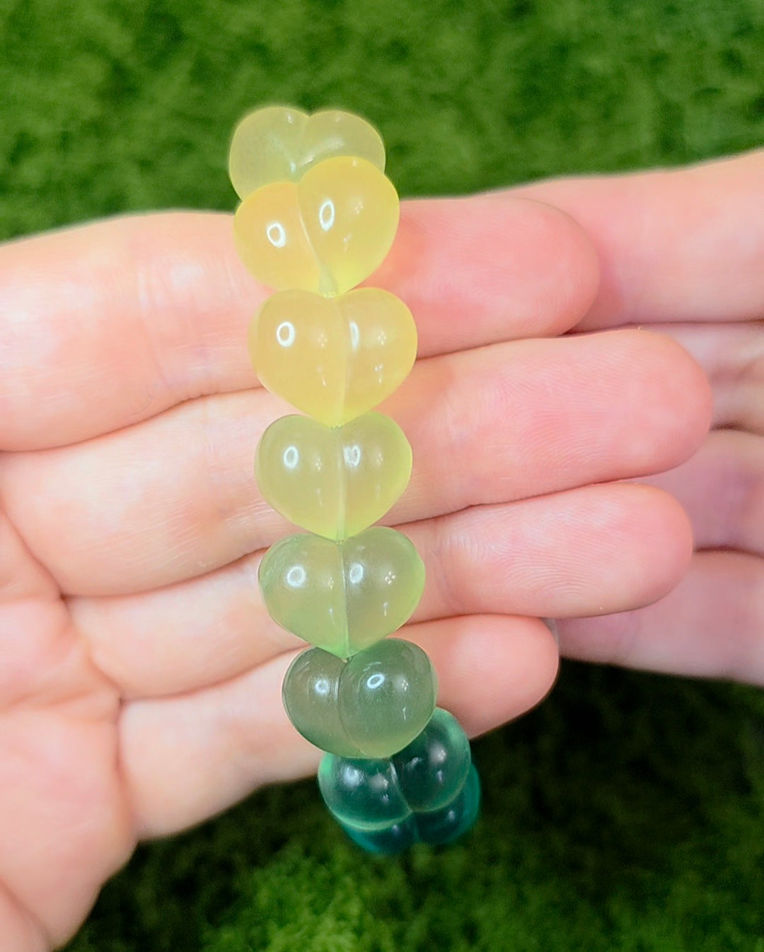 Candy Fluorite Hearts Stretch Bracelet A