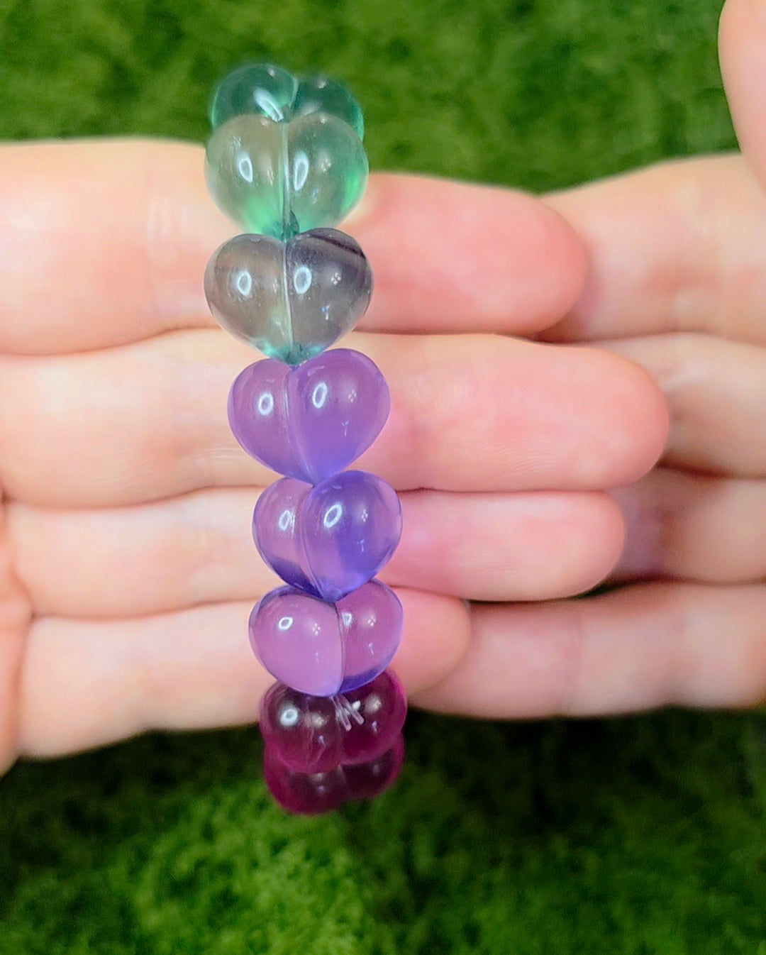 Candy Fluorite Hearts Stretch Bracelet A