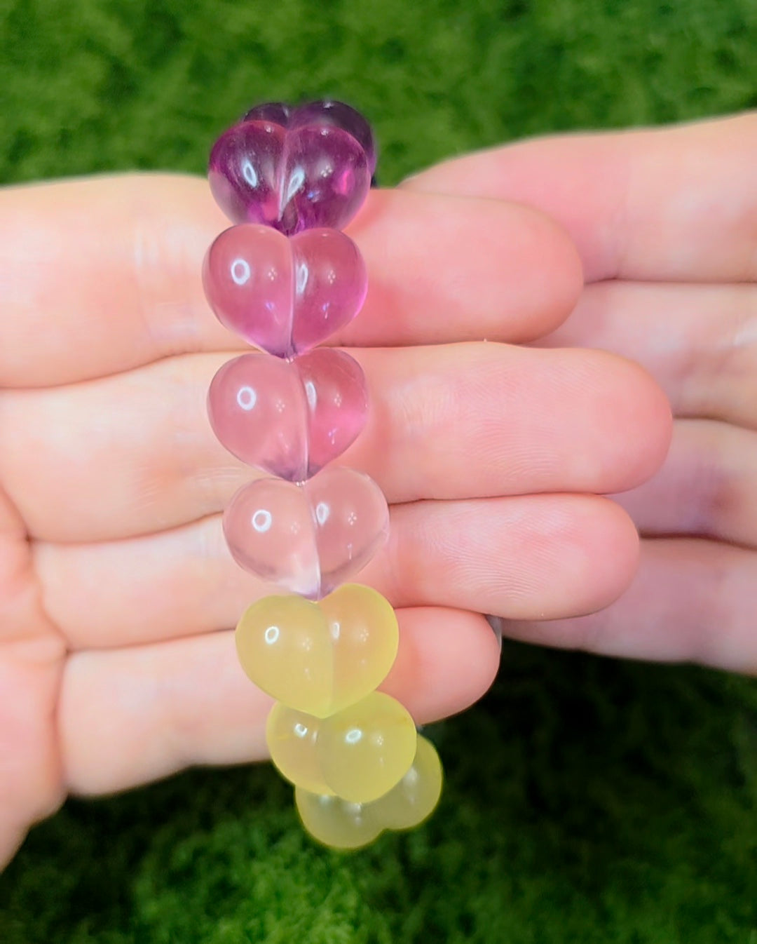 Candy Fluorite Hearts Stretch Bracelet A