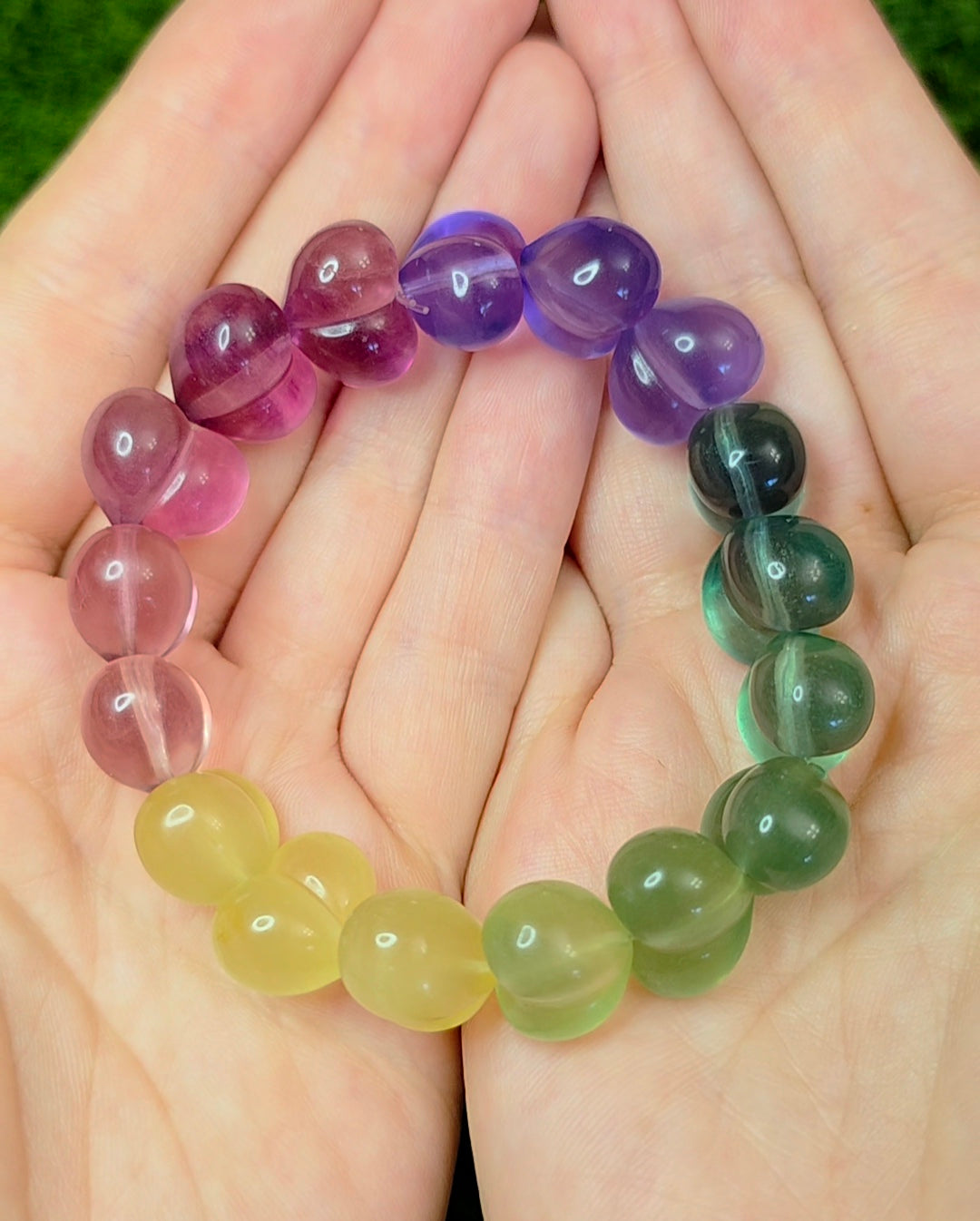 Candy Fluorite Hearts Stretch Bracelet A