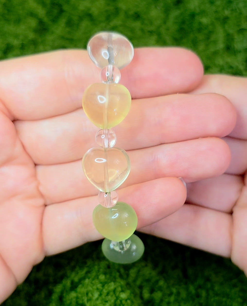 Candy Fluorite Hearts Stretch Bracelet B