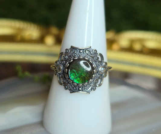 Green Flash Ammolite Ring B
