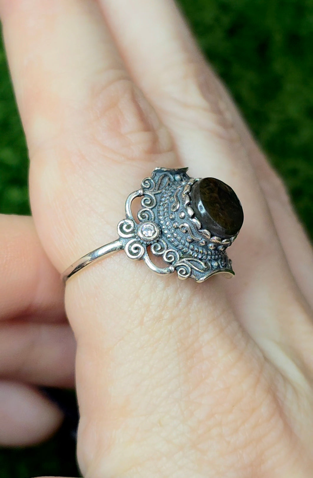 Green Flash Ammolite Ring B