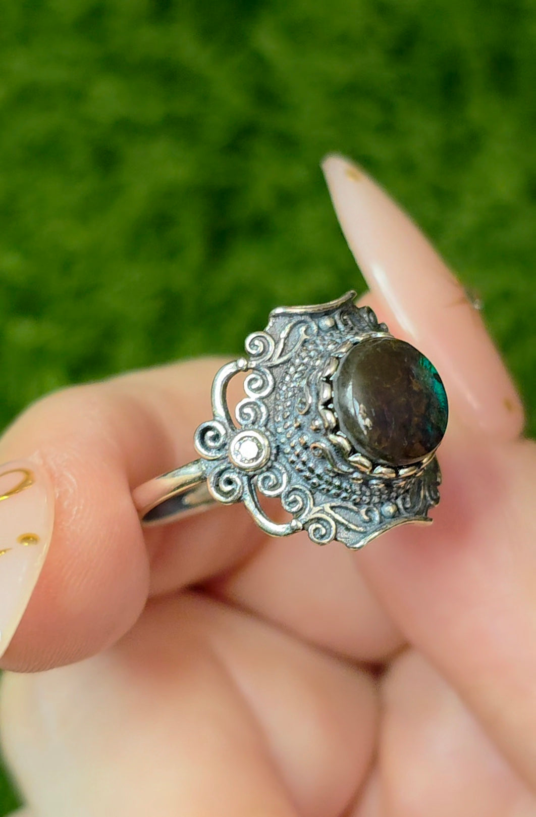 Green Flash Ammolite Ring B