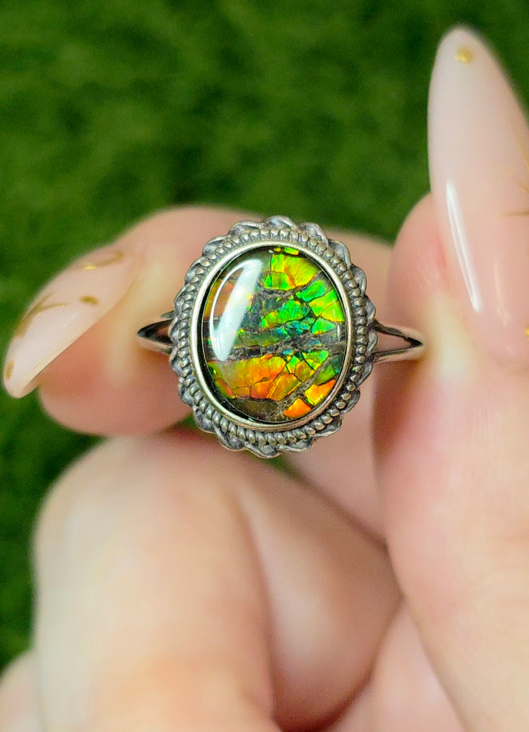 Colorful Ammolite Ring
