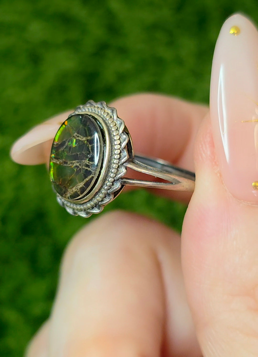 Colorful Ammolite Ring
