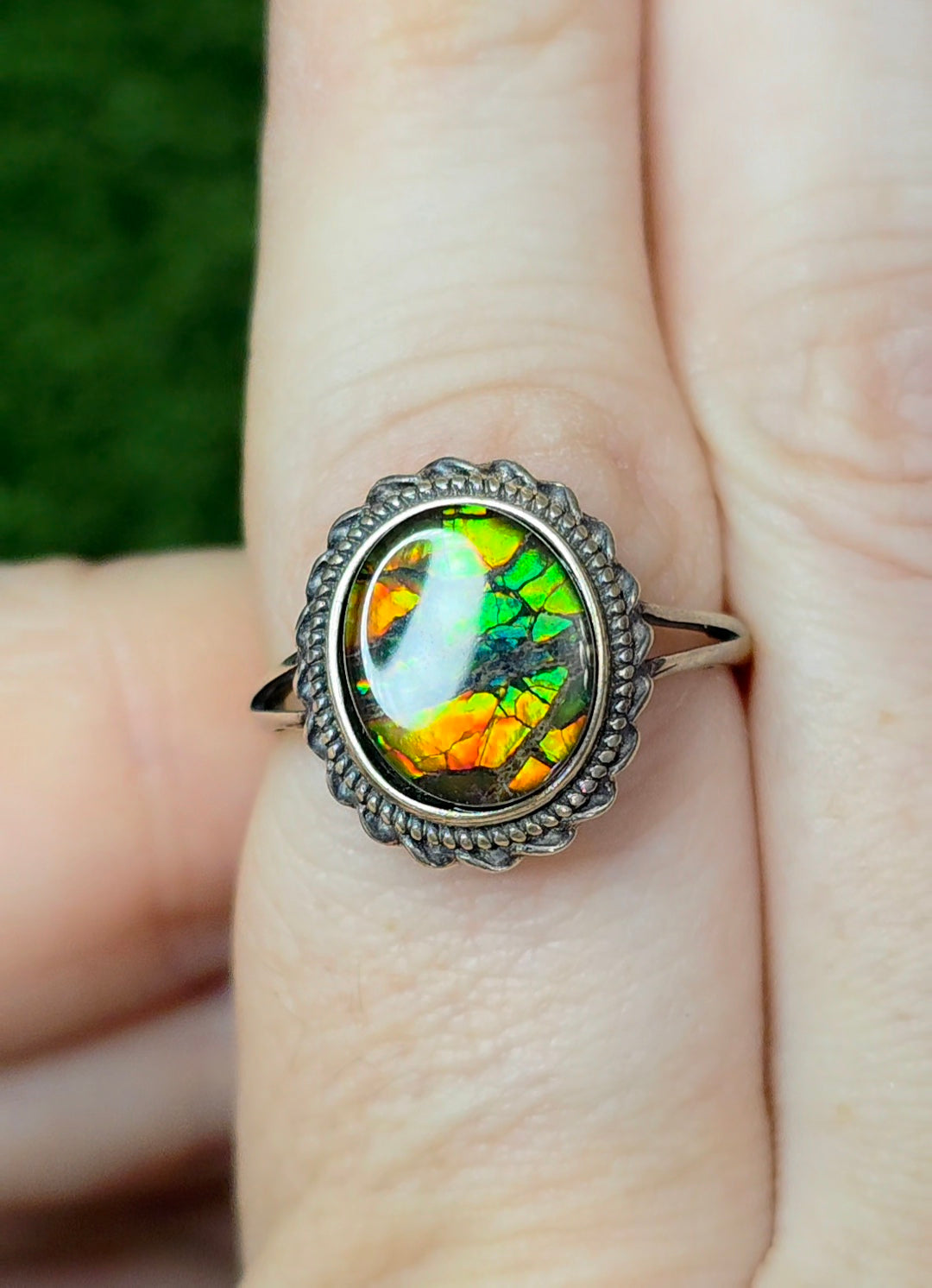 Colorful Ammolite Ring
