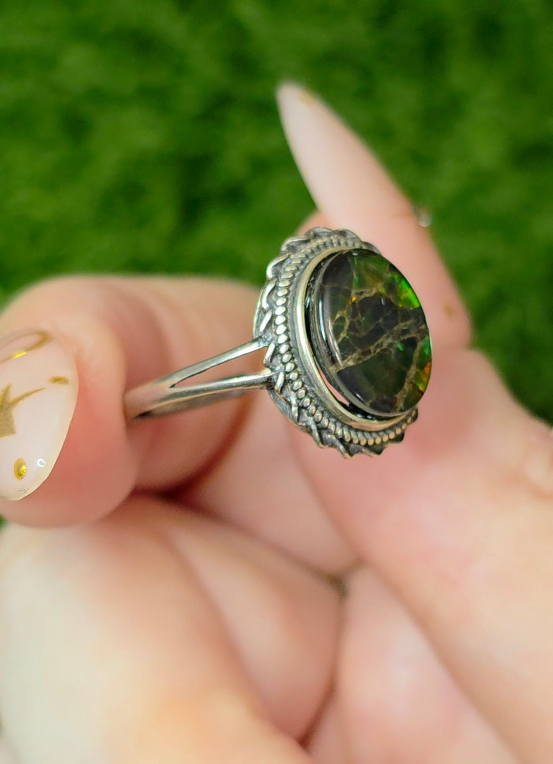 Colorful Ammolite Ring