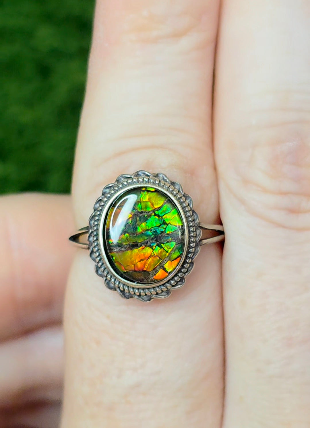 Colorful Ammolite Ring