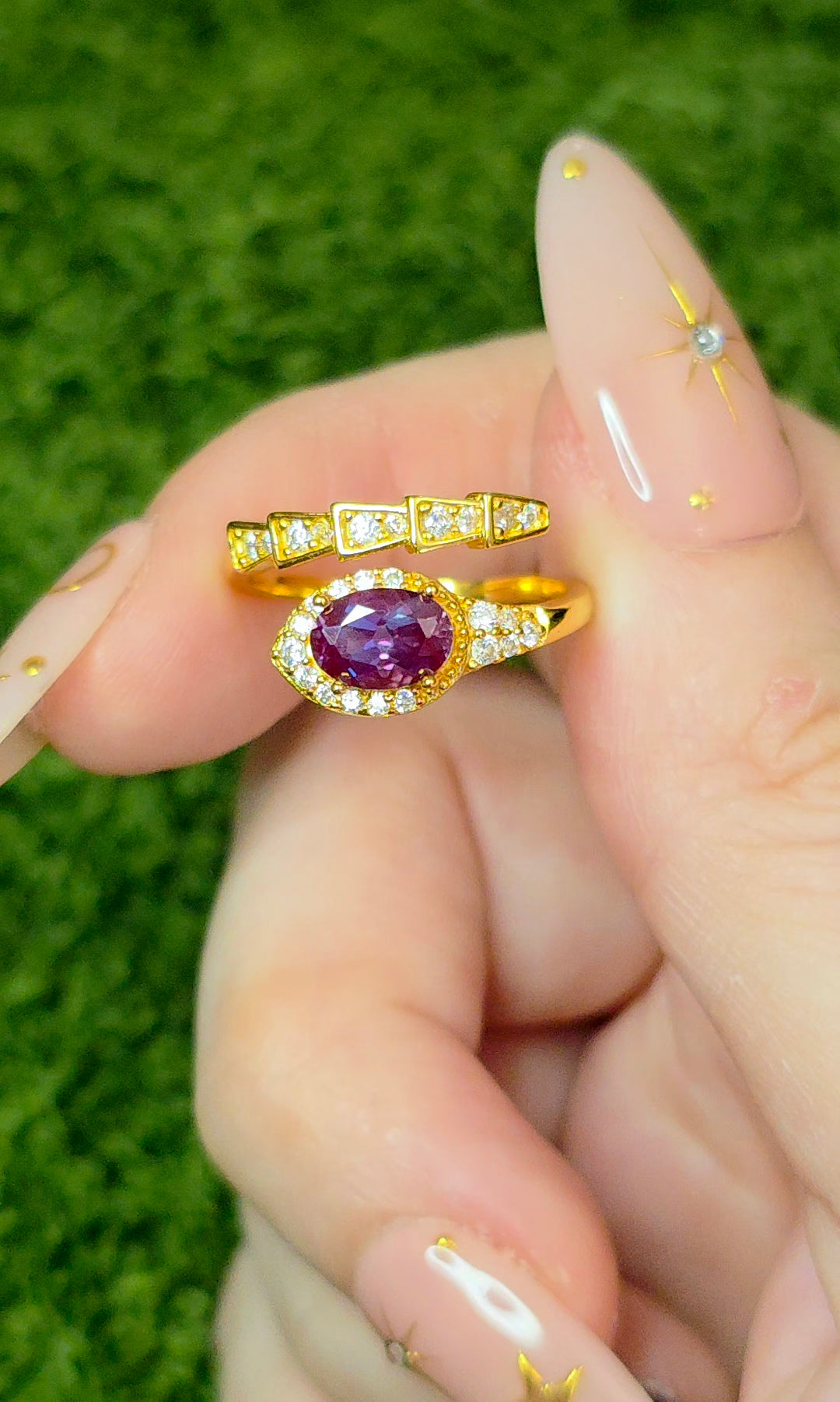 Alexandrite Snake Ring