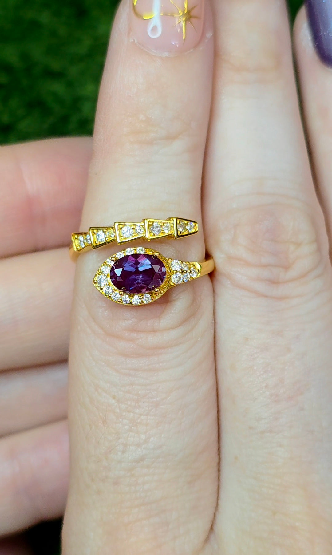 Alexandrite Snake Ring
