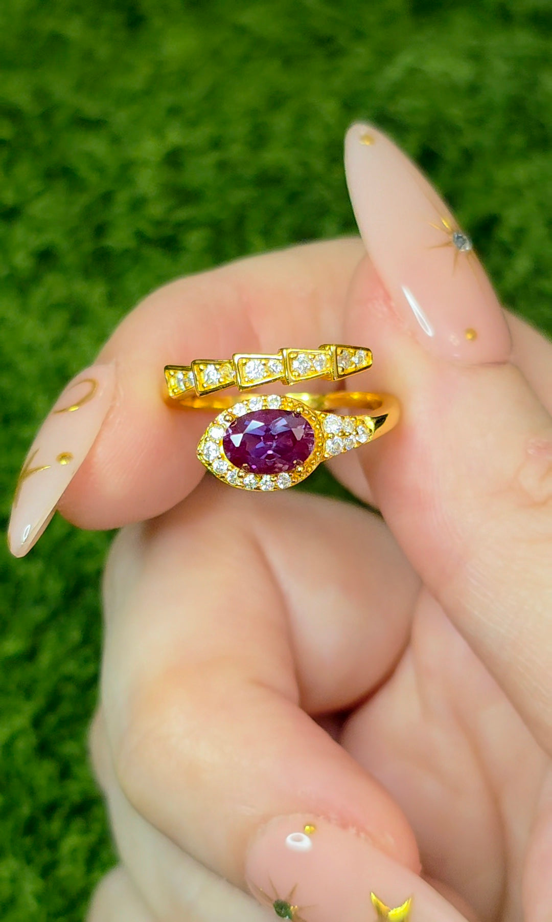 Alexandrite Snake Ring