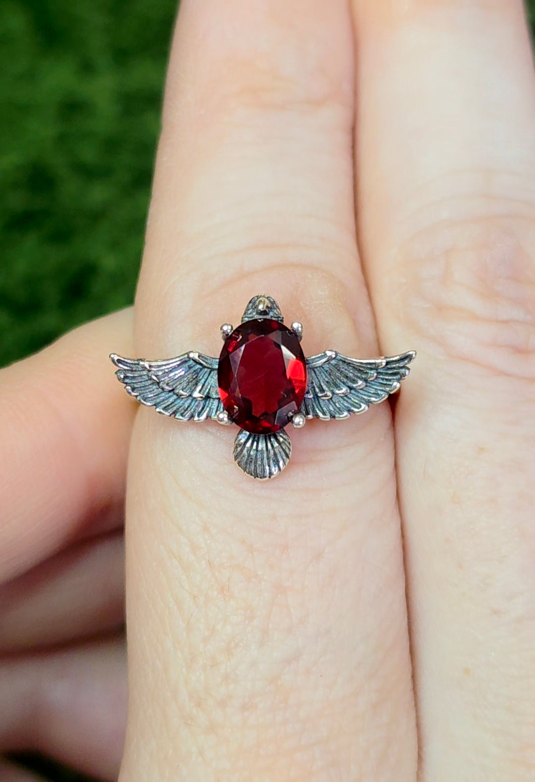 Garnet Bird Ring