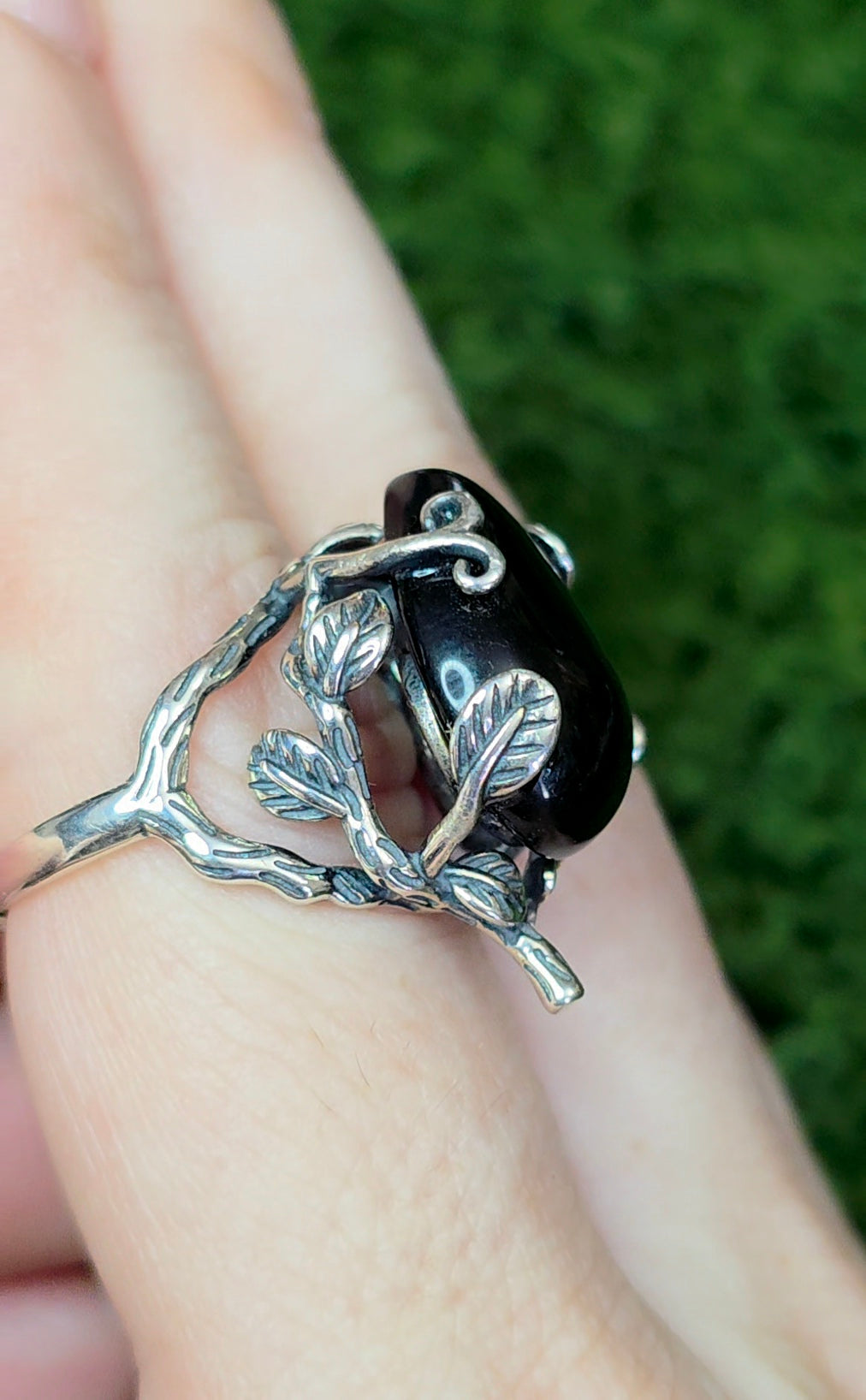 Black Obsidian Teardrop Ring
