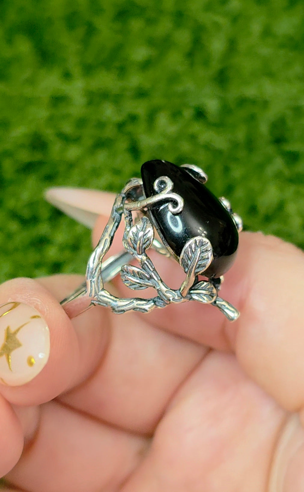 Black Obsidian Teardrop Ring