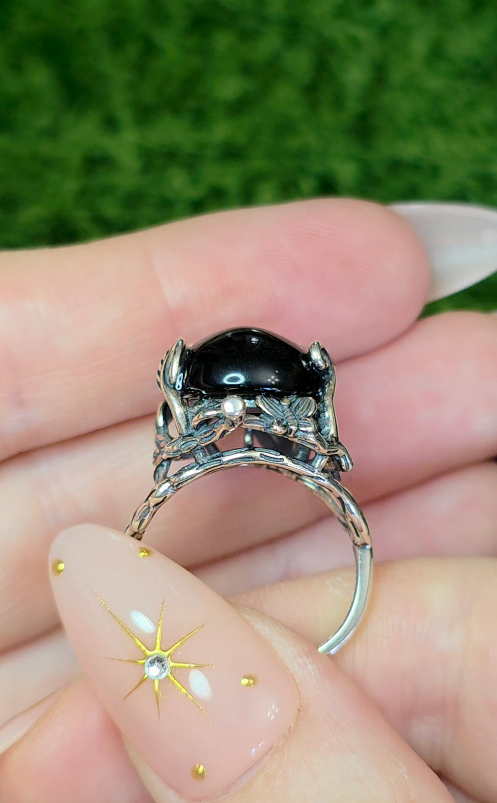 Black Obsidian Teardrop Ring