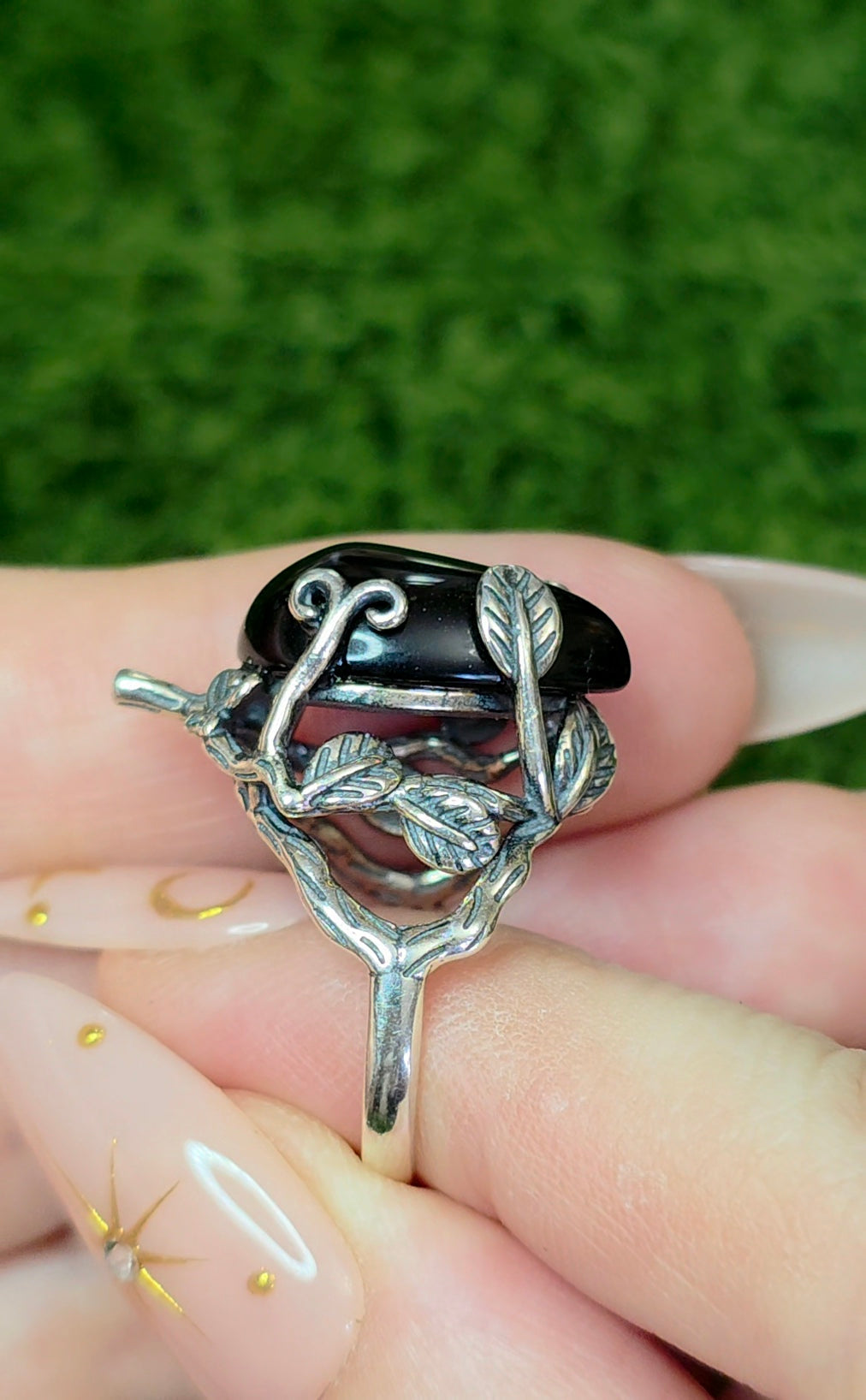 Black Obsidian Teardrop Ring