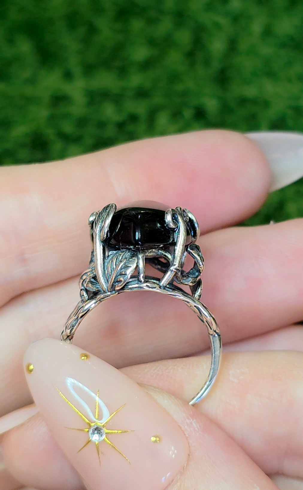 Black Obsidian Teardrop Ring