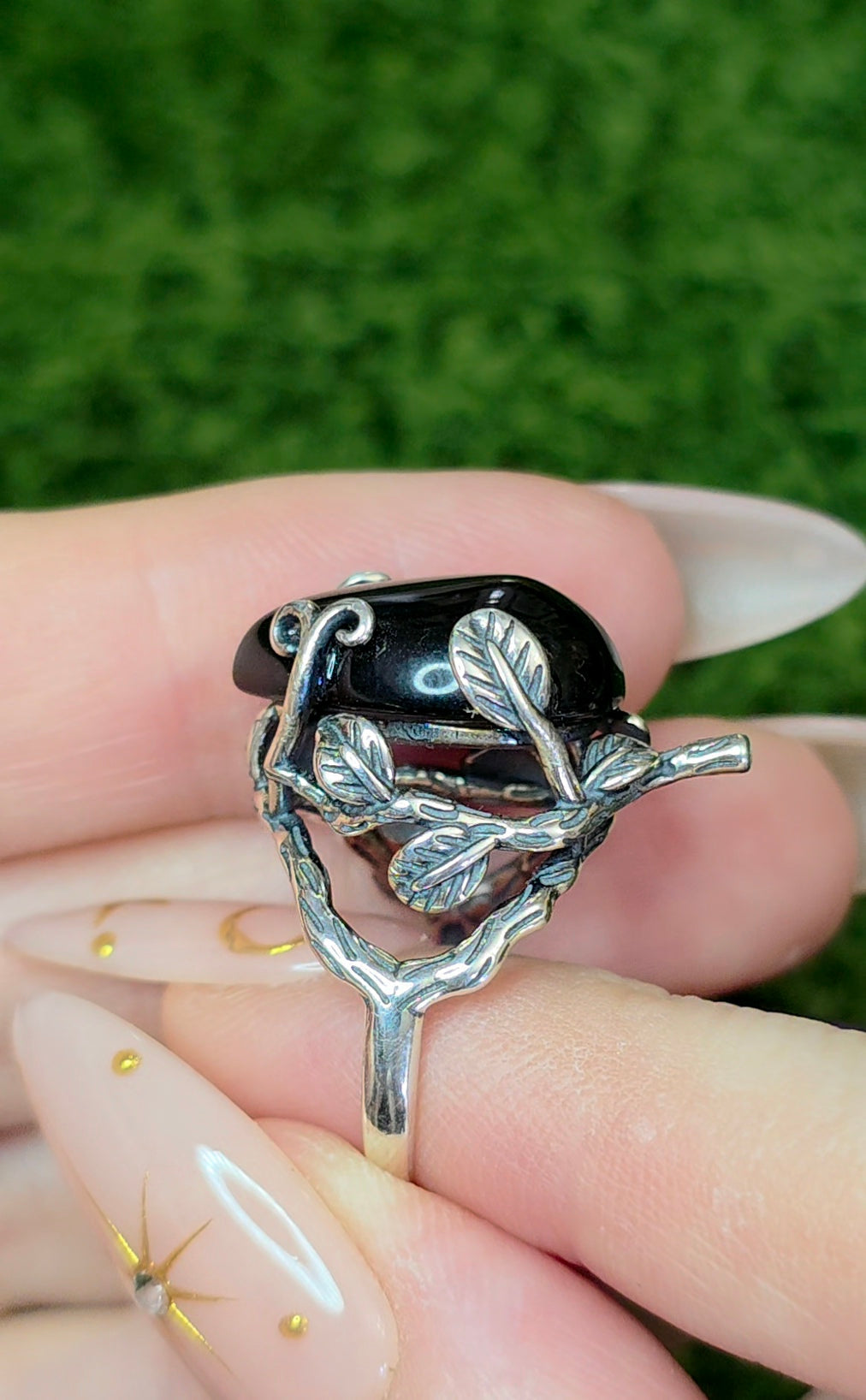 Black Obsidian Teardrop Ring