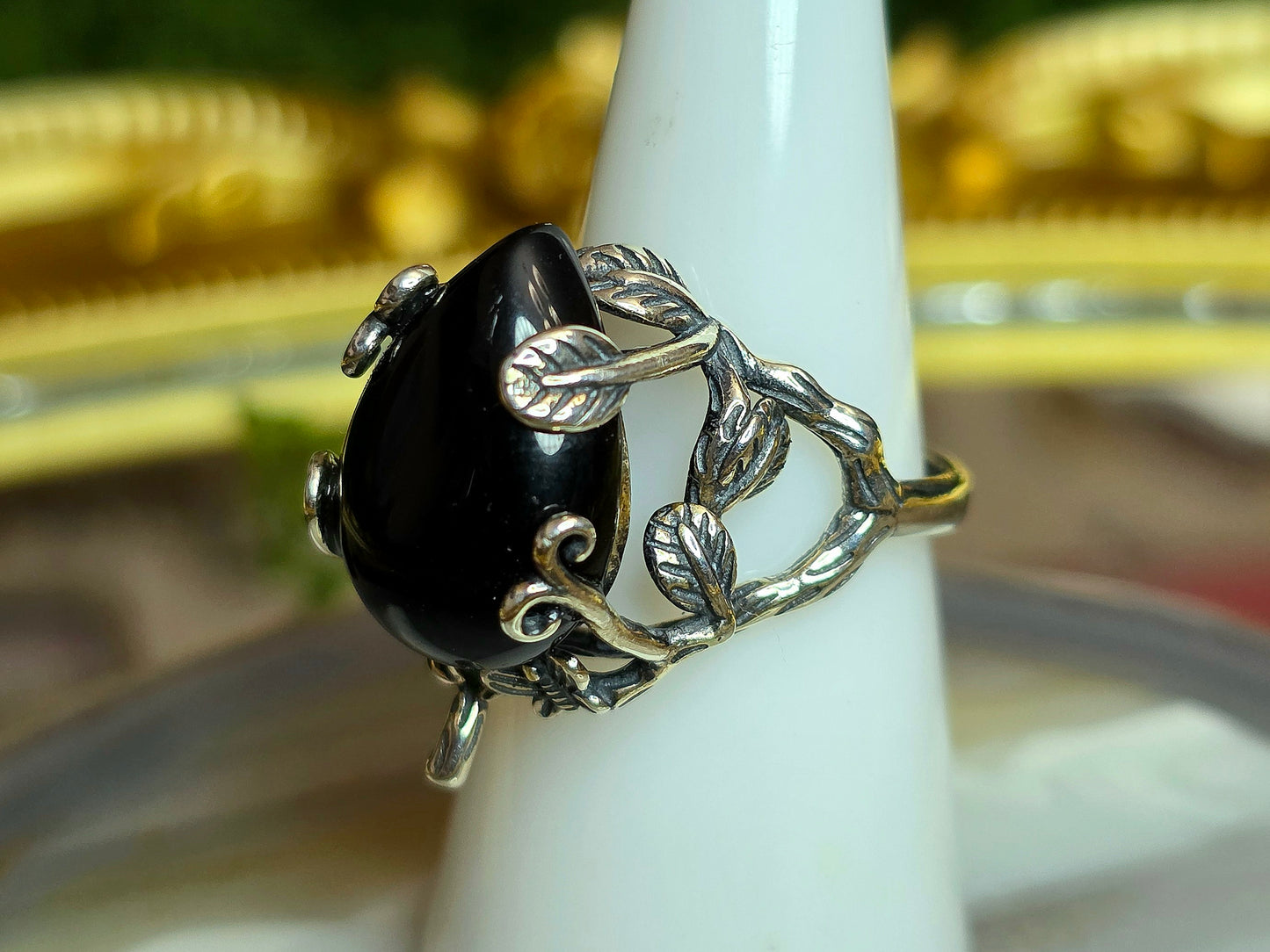 Black Obsidian Teardrop Ring