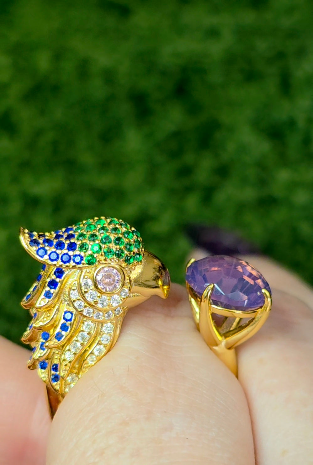 Lavender Moon Quartz Bird Ring