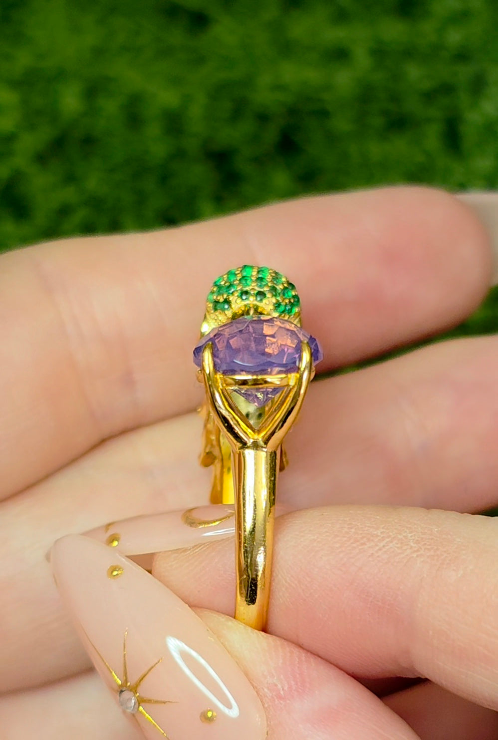 Lavender Moon Quartz Bird Ring