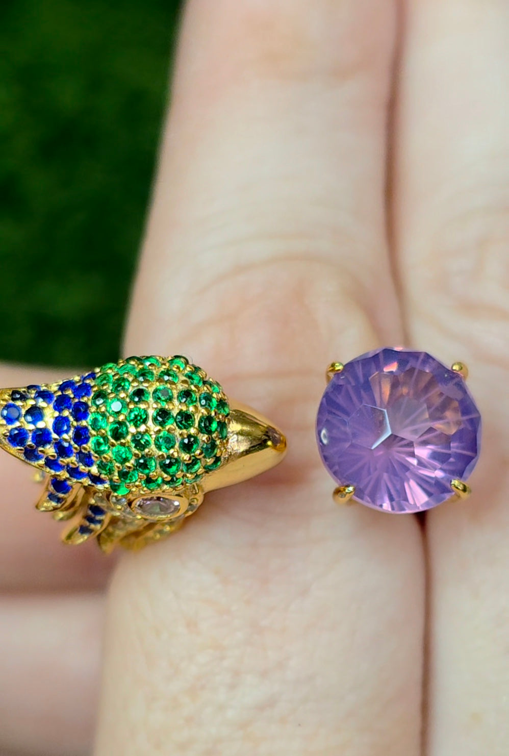 Lavender Moon Quartz Bird Ring
