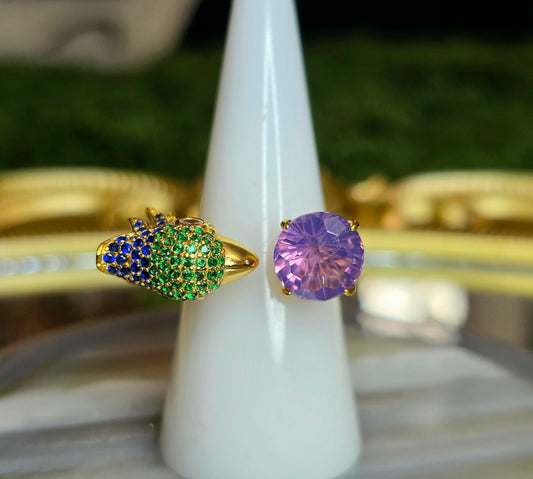 Lavender Moon Quartz Bird Ring