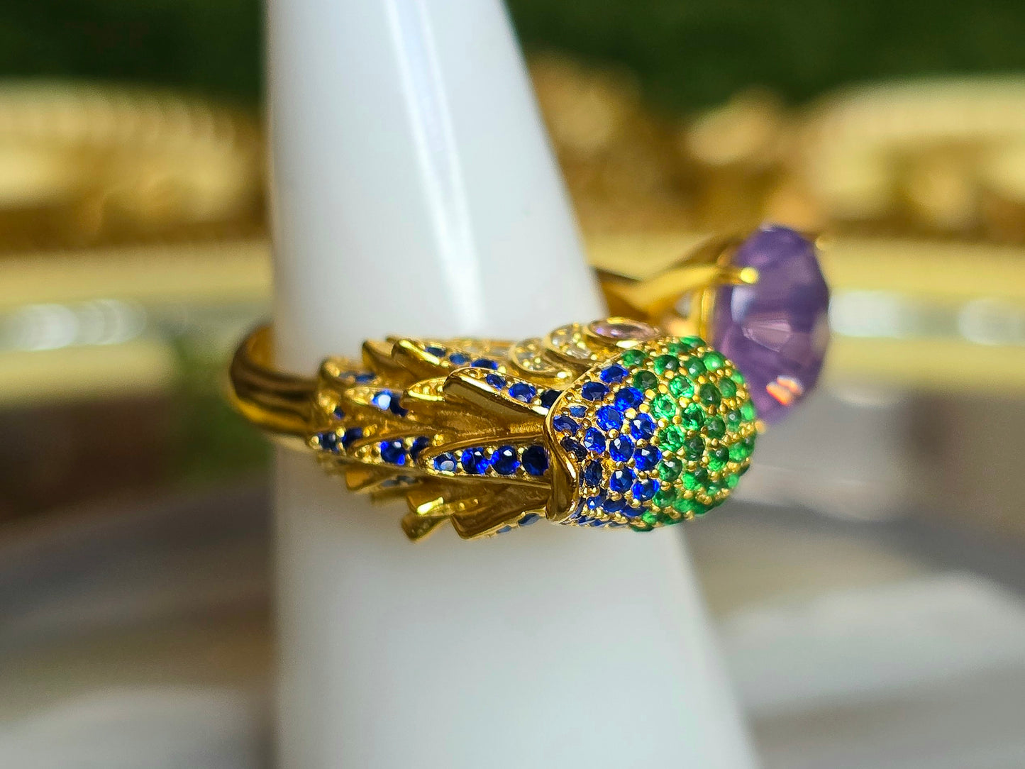 Lavender Moon Quartz Bird Ring