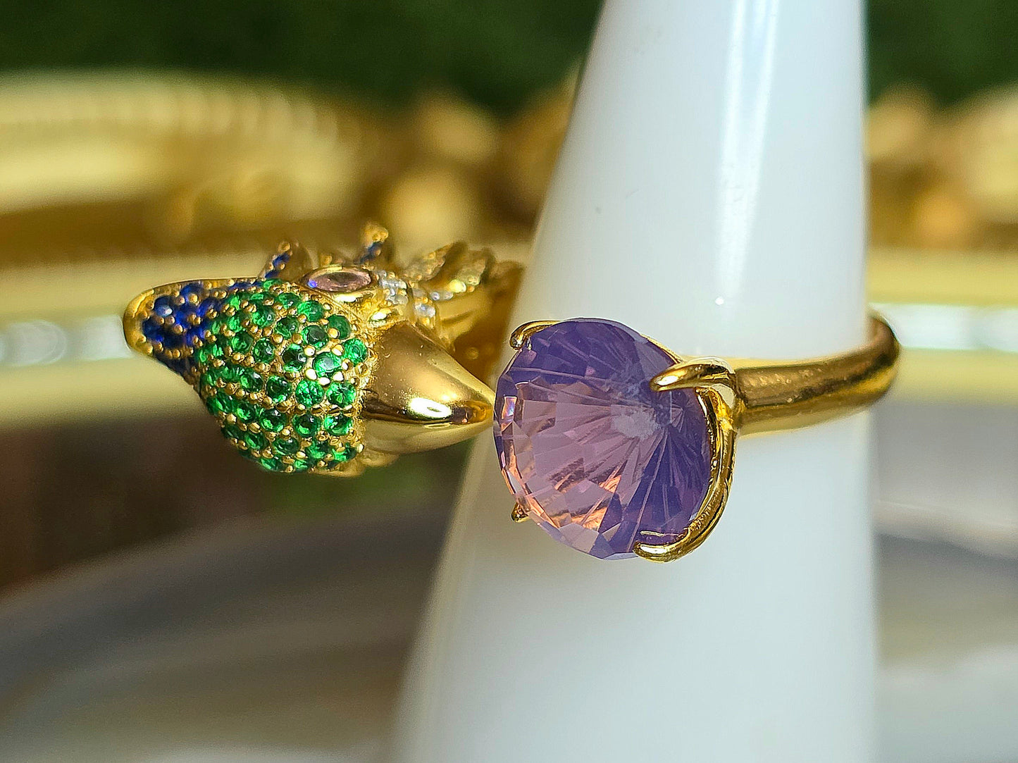 Lavender Moon Quartz Bird Ring