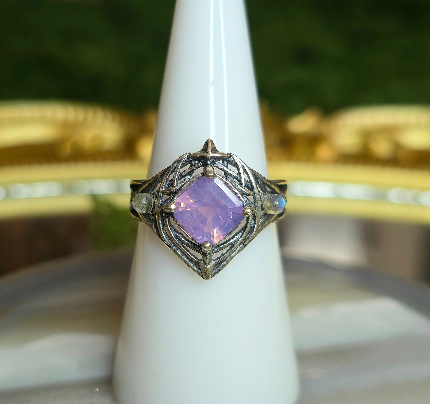 Lavender Moon Quartz Elven Ring